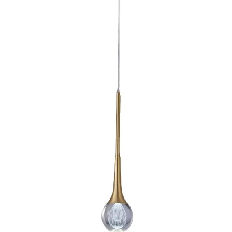 

Nordic light luxury all-copper bedside chandelier retro long-line crystal chandelier home bedroom study living room dining bar