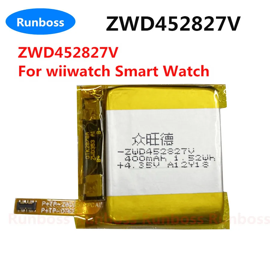 New ZWD452827V 400mAh Battery For Beckchain Shell Smart Watch wiiwatch ZWD 452827 Batteries