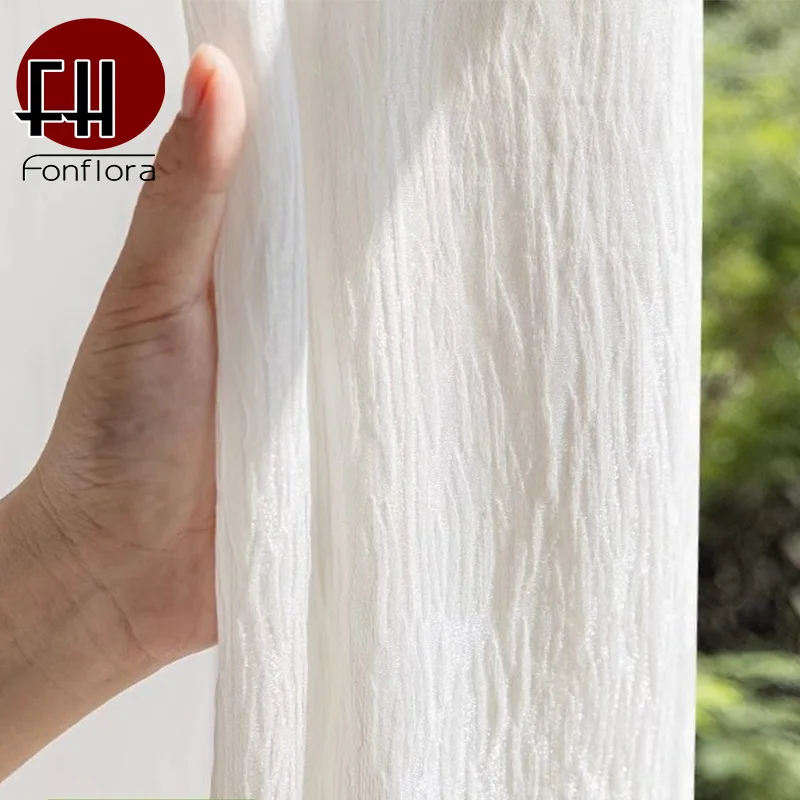 

Fonflora Luxurious Shiny White Tulle Curtains for Living Room Pearly Window Curtains Sheer for Bedroom Shades Partition Veil