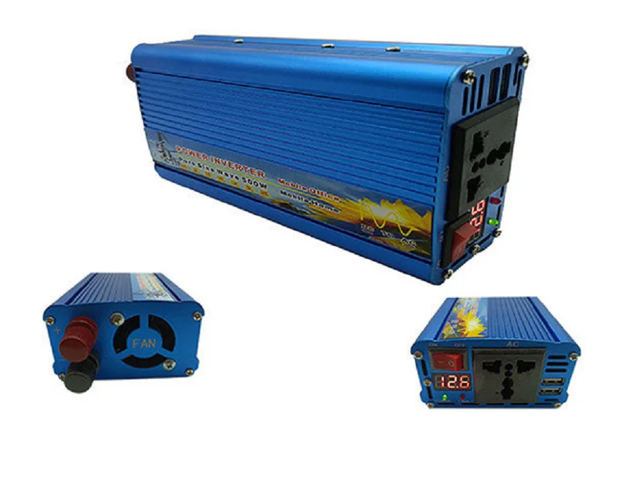 Power 500W Pure Sine Wave Inverter DC 12V to AC 110V 120V 60HZ Peak 1000W Converter USB Output