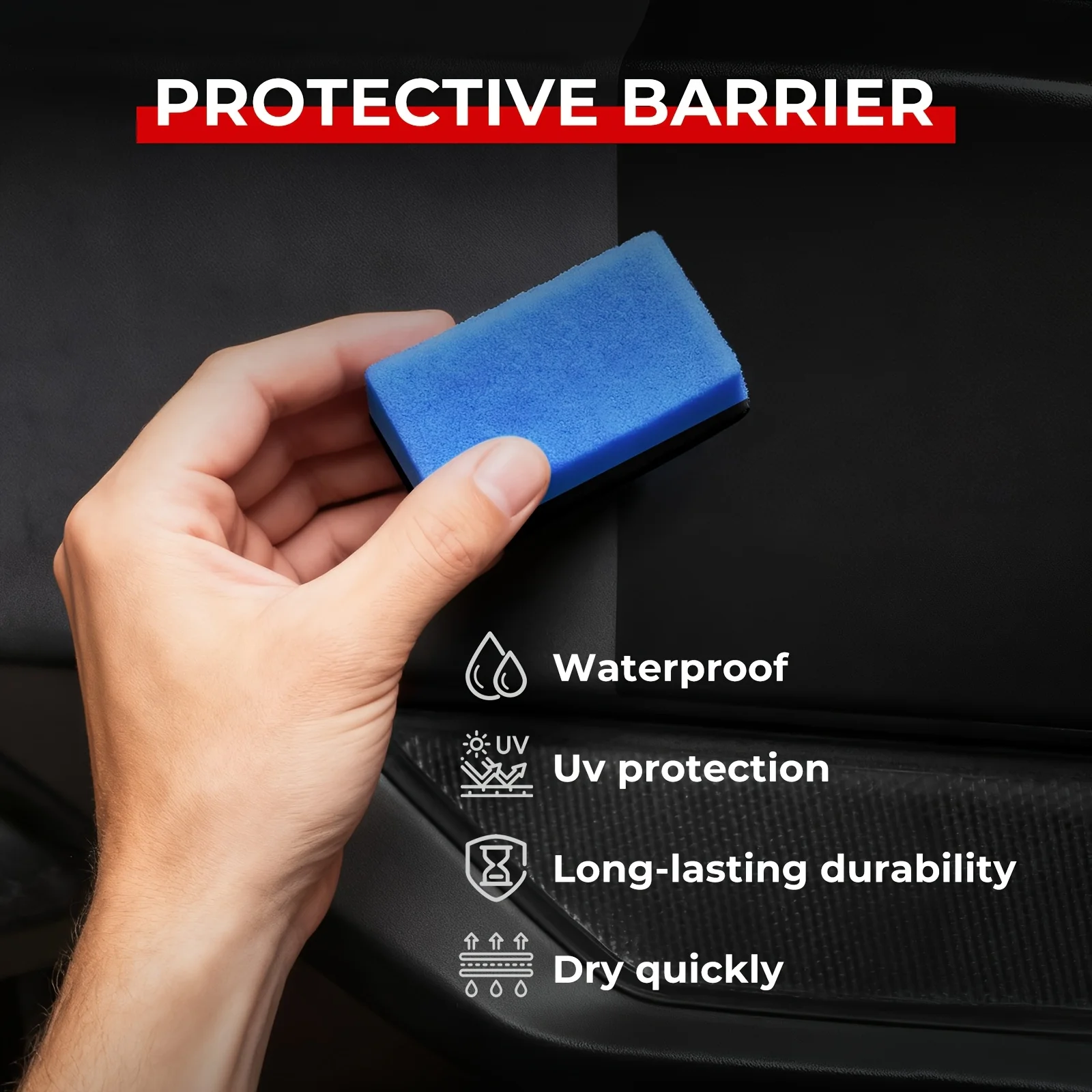طقم إصلاح ديكور بلاستيكي للسيارات، إصلاح البهتان، حماية من الأشعة فوق البنفسجية وإخفاء الخدوش. سهلة الاستخدام، تطبيق إسفنجي مجاني