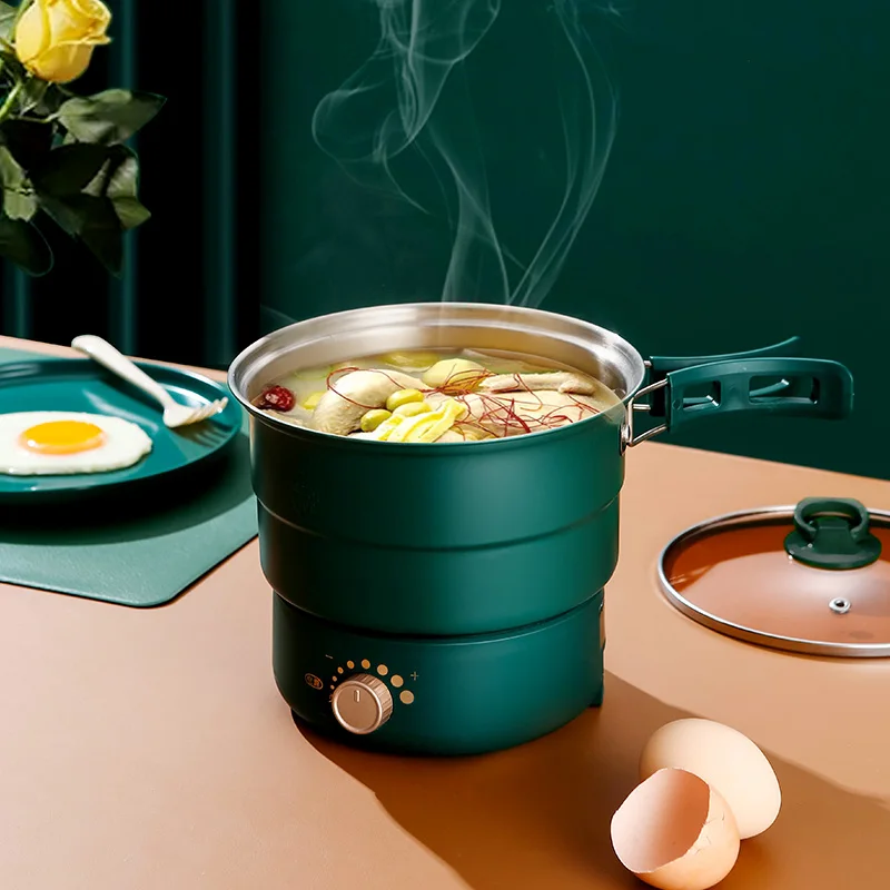 ZK30 Electric Cooking Pot Foldable Hotpot Portable Multi-cooker Split Type Rice Cooker Electric Frying Pan For Home Travel 1.6L