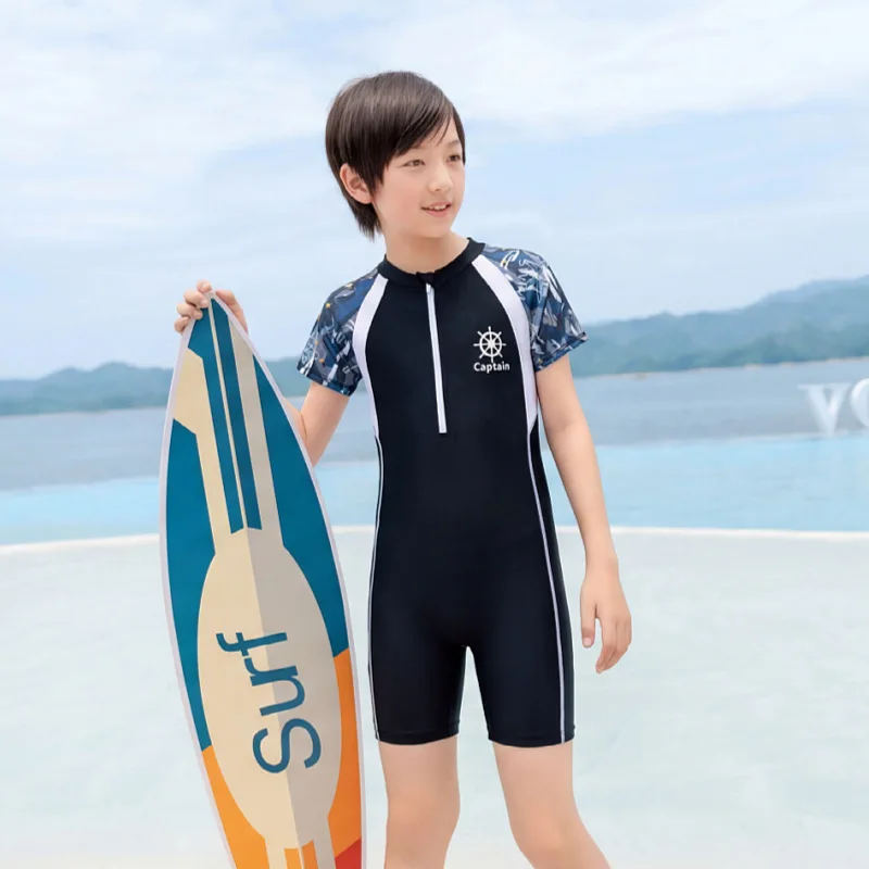 Boys Summer Swimwear One Piece Professional Racing UV Protection Swimsuit for Swimming Pool