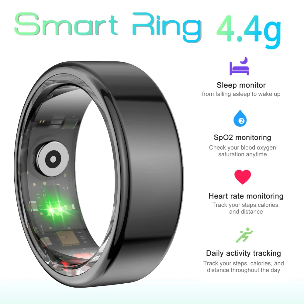 For Android IOS Smart Ring Real Heart Rate Teenagers Stainless Steel Ring Swimming Waterproof Smart Ring 2024 For Jewelry Gift