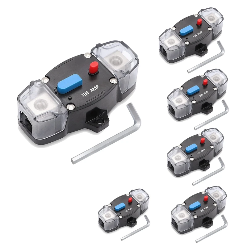 ABGR-12-48V DC Circuit Breaker พร้อมรีเซ็ตด้วยตนเอง, 0-8 Gauge Trolling รถสเตอริโออินไลน์ฟิวส์สําหรับรถ Rv Marine