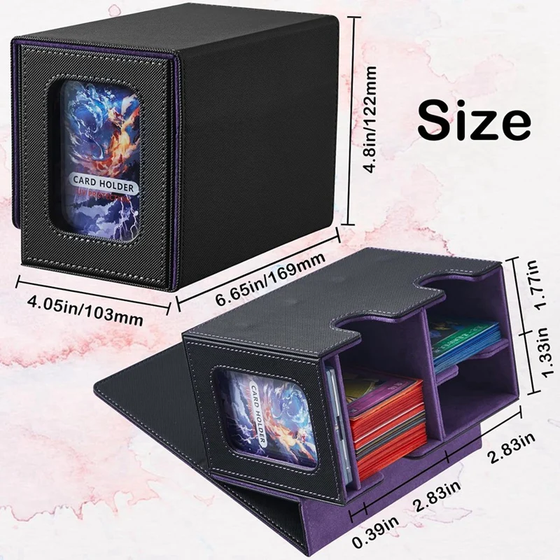 JABS Card Deck Box Card Display with Dice Tray Deck Box Deck Box Holding 160+ Trading Card Storage Box Deck Box Purple