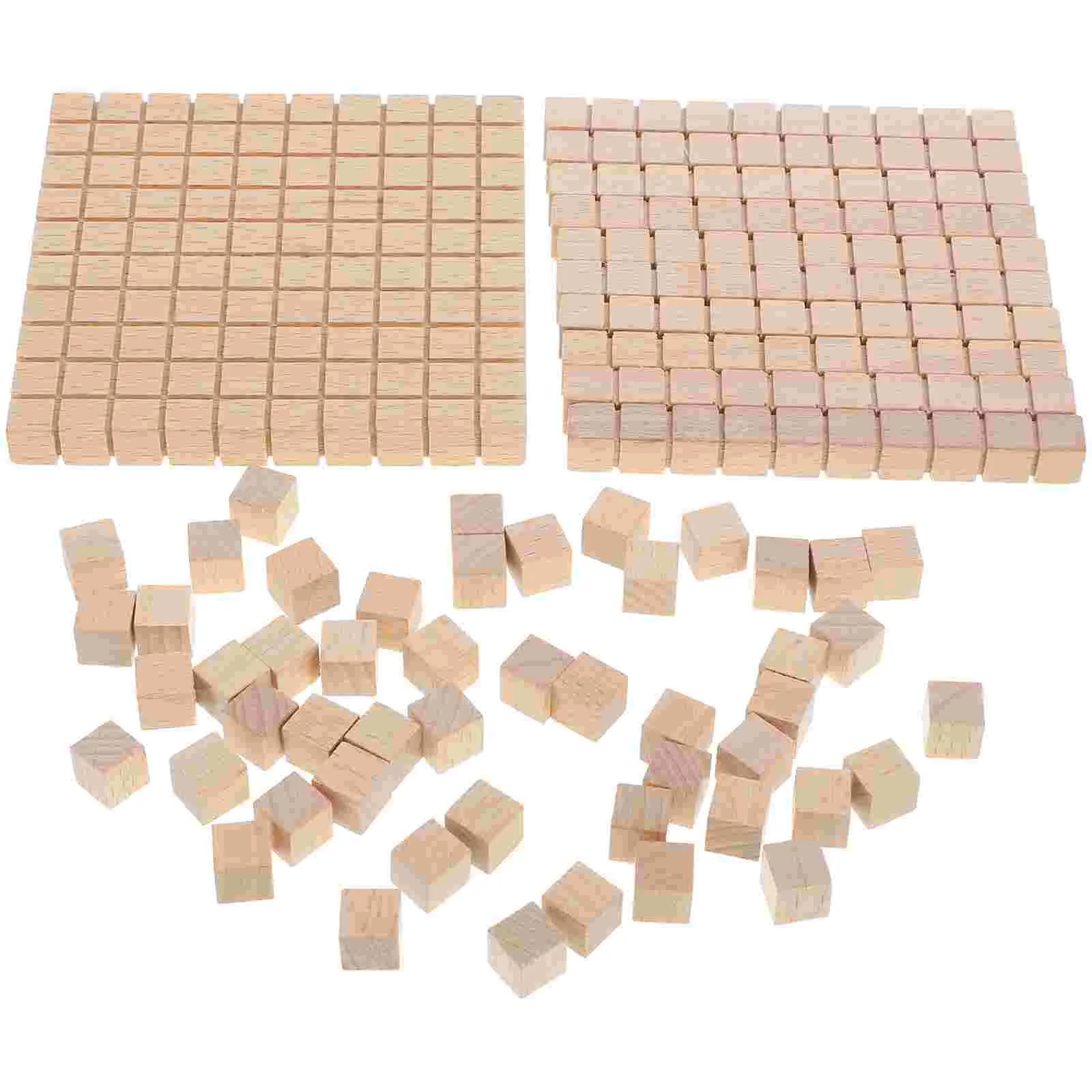 

61 Pcs Math Building Block Model Wood Cubes Counting Blocks for Kids Learning Manipulatives Box