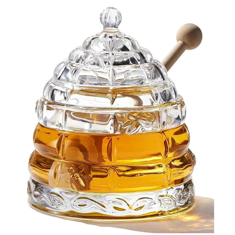 Glass Honey Pot and Honey Stick