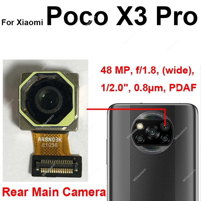 Front Rear Camera For Xiaomi Poco X3 Pro X3 NFC Main Back Front Samll Facing Camera Flex Cable Parts