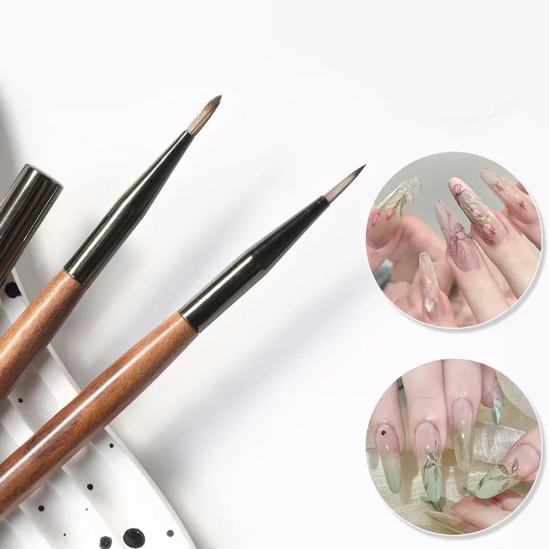 Manche en bois Triangulaire pétale Nail Art brosse 3D conseils modèle photothérapie acrylique brosse à ongles UV Gel bricolage dessin stylo manucure outil