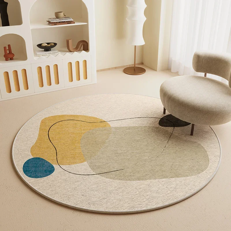 Round Log Style Carpet Living Room Light Luxury High End Sofa Carpets Computer Chair Dressing Chair Mat Bedroom Non Slip Rug