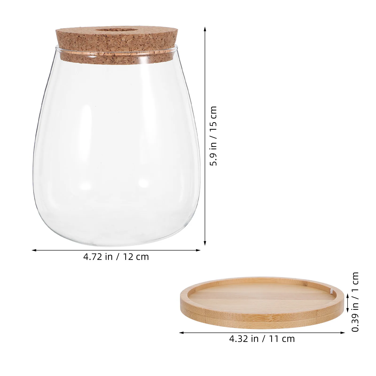 2Sets Plant Propagation Glass Vase Hydroponic Containers with Cork Stopper Bamboo Tray for Desktop Air Plant Flower Growth