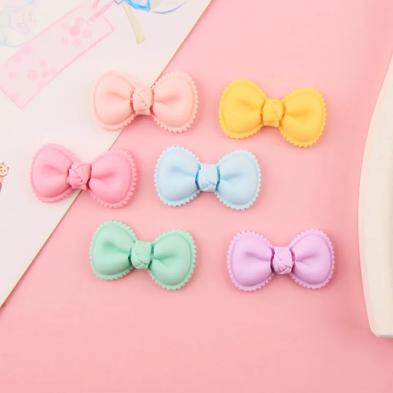 Nuevos dijes de limo con nudo de lazo de resina, cabujones planos de resina con pajarita colorida para pulseras DIY, collar, pendientes, fabricación de joyas