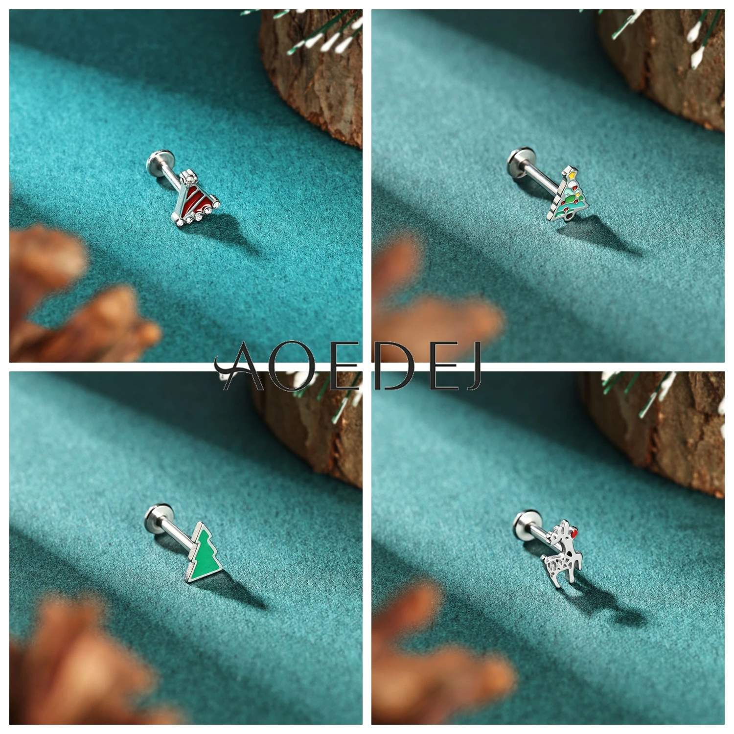 AOEDEJ 1Piece Christmas Serie 16G Stainless Steel Labret Lip Piercing Santa Claus Shape Lip Stud Helix Cartilage Earring Jewelry