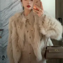 Age Reducing Fashion Imitation Fox Fur Grass Women's 2024 Autumn and Winter New Stylish Fur Integrated Fur Thick Coat