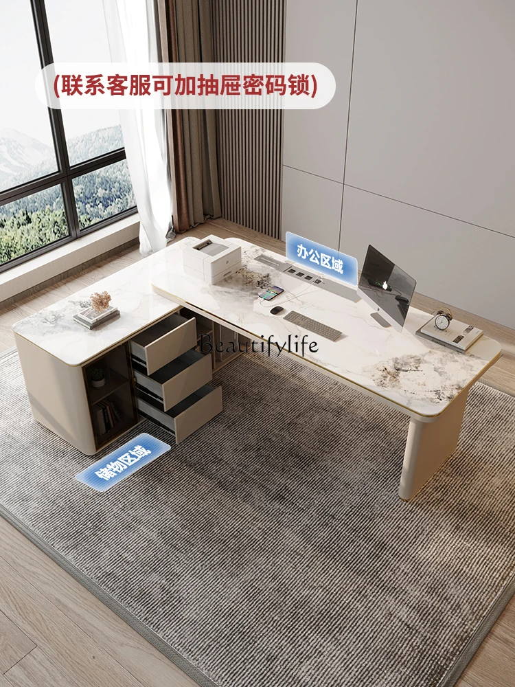 Desk simple modern home corner computer slate light luxury high sense