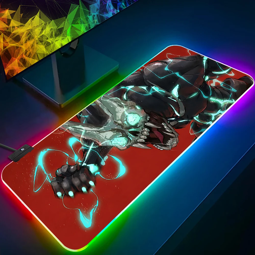 

Hot Anime manga monster RGB Pc Gamer Keyboard Mouse Pad Mousepad LED Glowing Mouse Mats Rubber Gaming Computer Mausepad