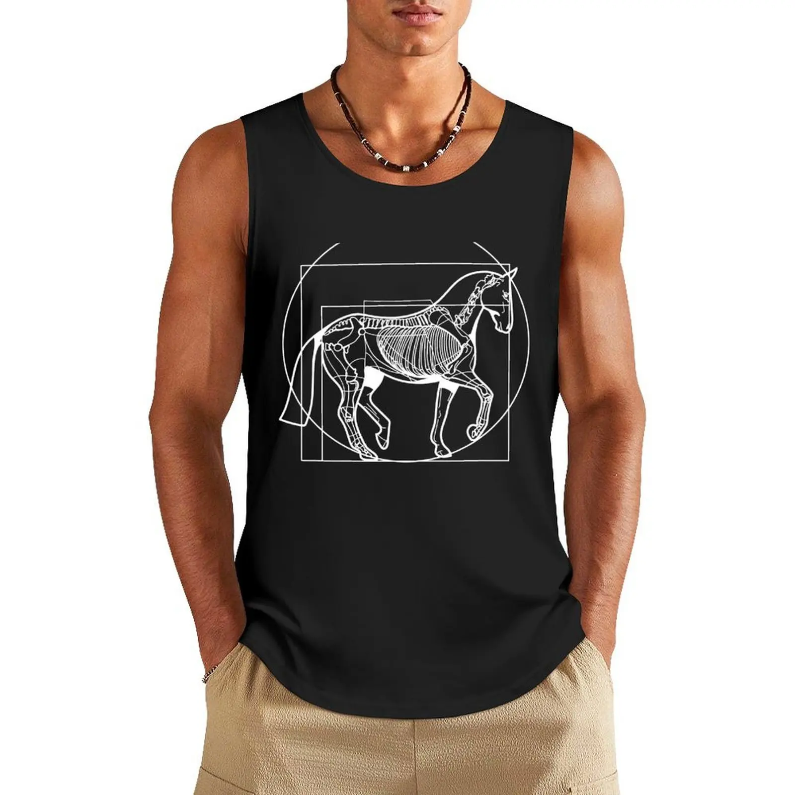 

Da Vinci Horse Design Tank Top Men's singlets gym shirts sexy clothes men