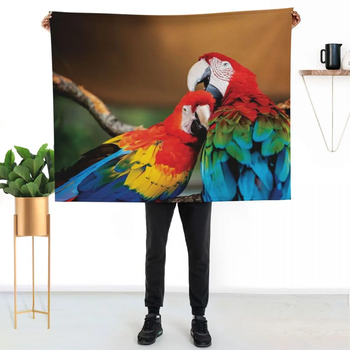 Macaw couple Throw Blanket For Baby Thermal anime For Sofa Thin Moving Soft Plaid Blankets