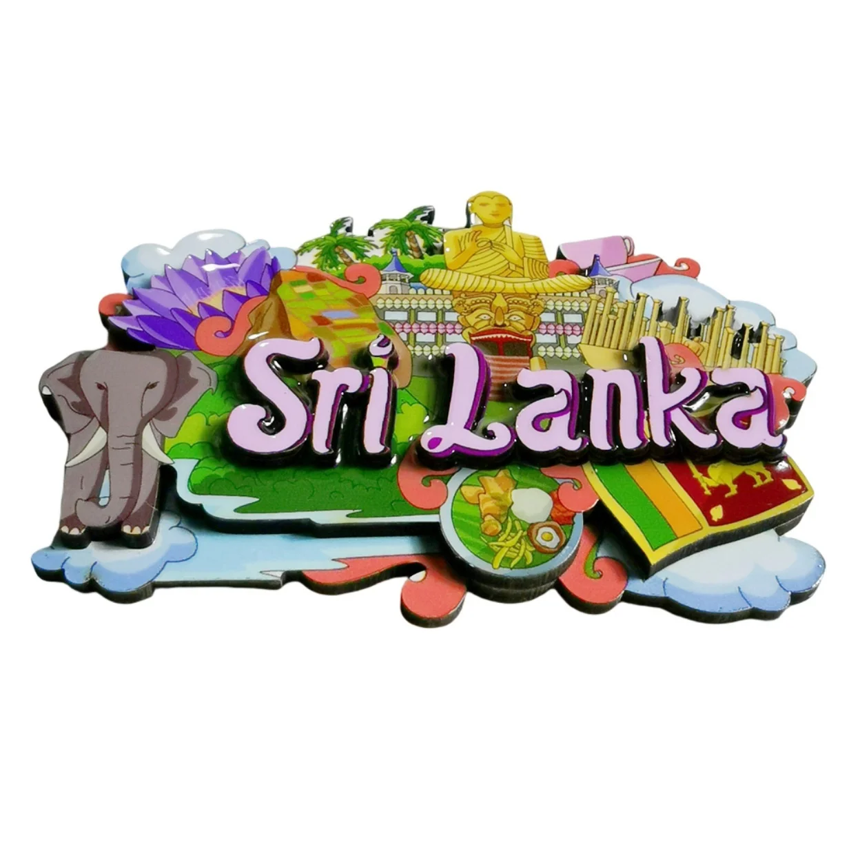 سريلانكا ثلاثية الأبعاد مغناطيس الثلاجة هدية تذكارية ، الخشب اليدوية سريلانكا مغناطيس الثلاجة مجموعة ديكور المنزل #5