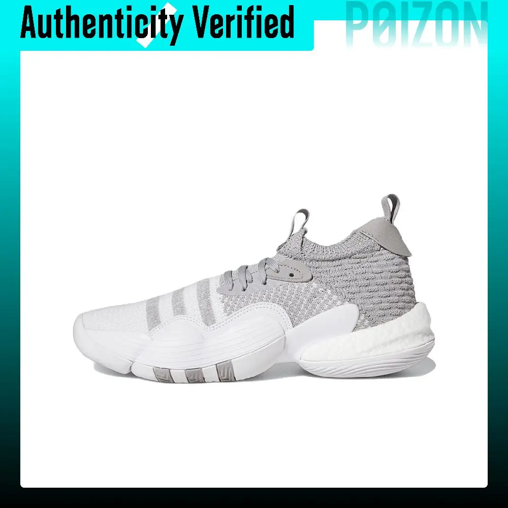 Adidas Trae Young 2.0 Cushioning Slip Resistant Abrasion Resistant Low top Basketball Shoes Unisex Gray White H03842