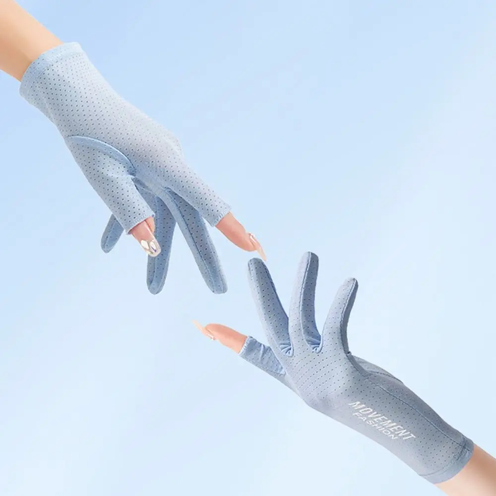 Thin Sunscreen Gloves Fashion Ice Silk Slip Resistant Sun Protection Gloves Elastic Anti-UV Mittens Summer Spring