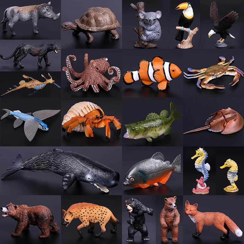 Simulation Plastic Marine Animal Toy Figures Nautilus,king Spider Hermit Crab Sea Life Animals Model Collection Toys