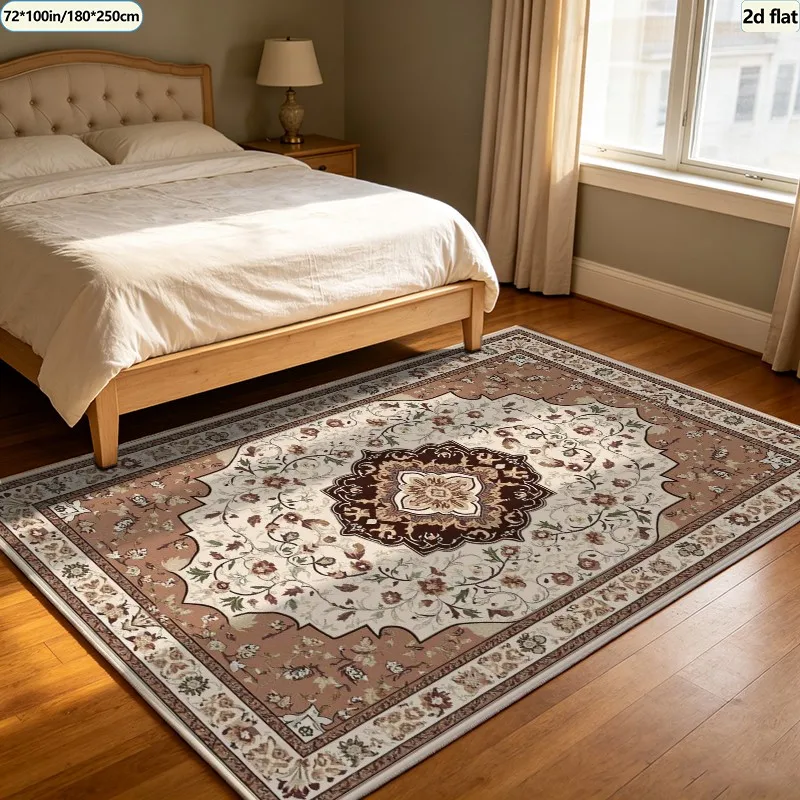 Antique Vintage Persian Medal Carpet, Beige Brown Traditional Carpet, Suitable for Living Room, Bedroom, and Home Interior Decoration
