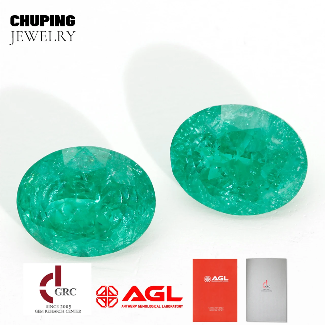 Premium Customized Oval Cut Lab Tsavorite Emerald Crushed Ice With Selectable AGL Certificate Loose Gemstone For Jewelry Making