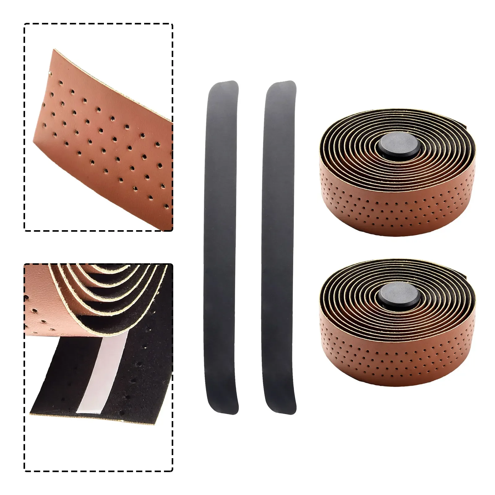 Lightweight handlebar tape with sweat absorption Perforated fabric pattern sweat absorbing and improved shock absorption