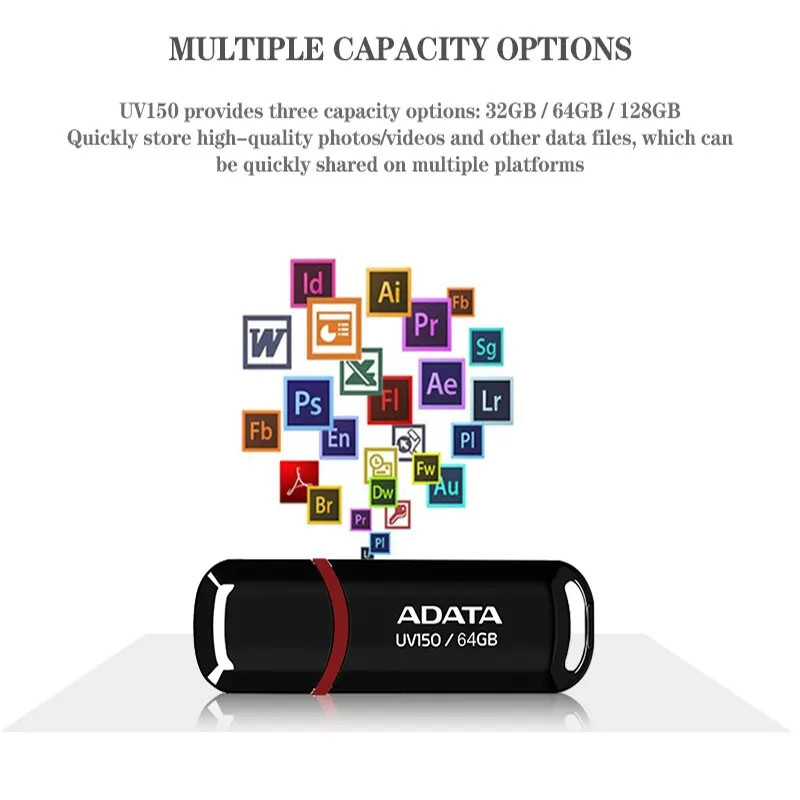 ADATA USB Flash Drives Pendrive UV150 USB 3.2 Pen Drive 32GB 64GB 128GB 256GB CLE USB Flash Disk Mini Key Memory Stick 3.0