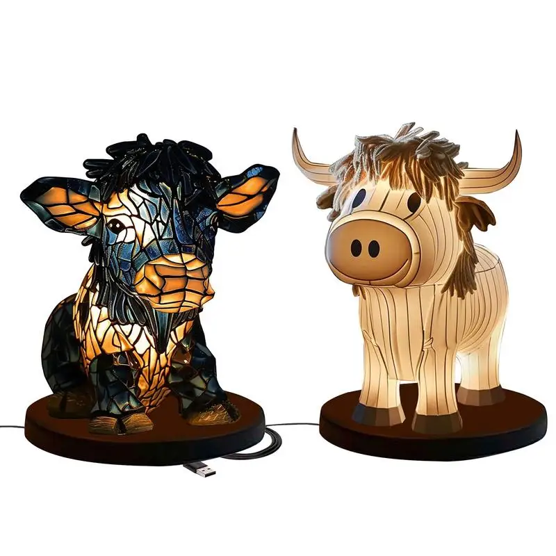 

Animal Table Lamp 3D Cow Lamps For Bedrooms 3D Cow Light Vintage Desk Lamp Table Lamp For Bedroom Bedside Nightstand Lamp For