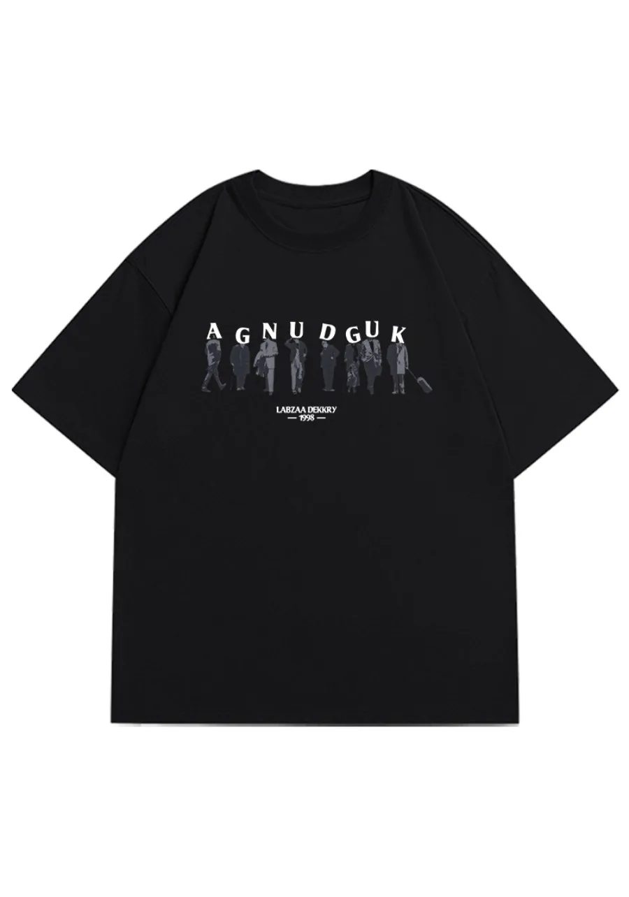 

Motorcycle Fun Character Letter Print Men's Handsome High-End Short-Sleeved Summer New Versatile Trendy Version
