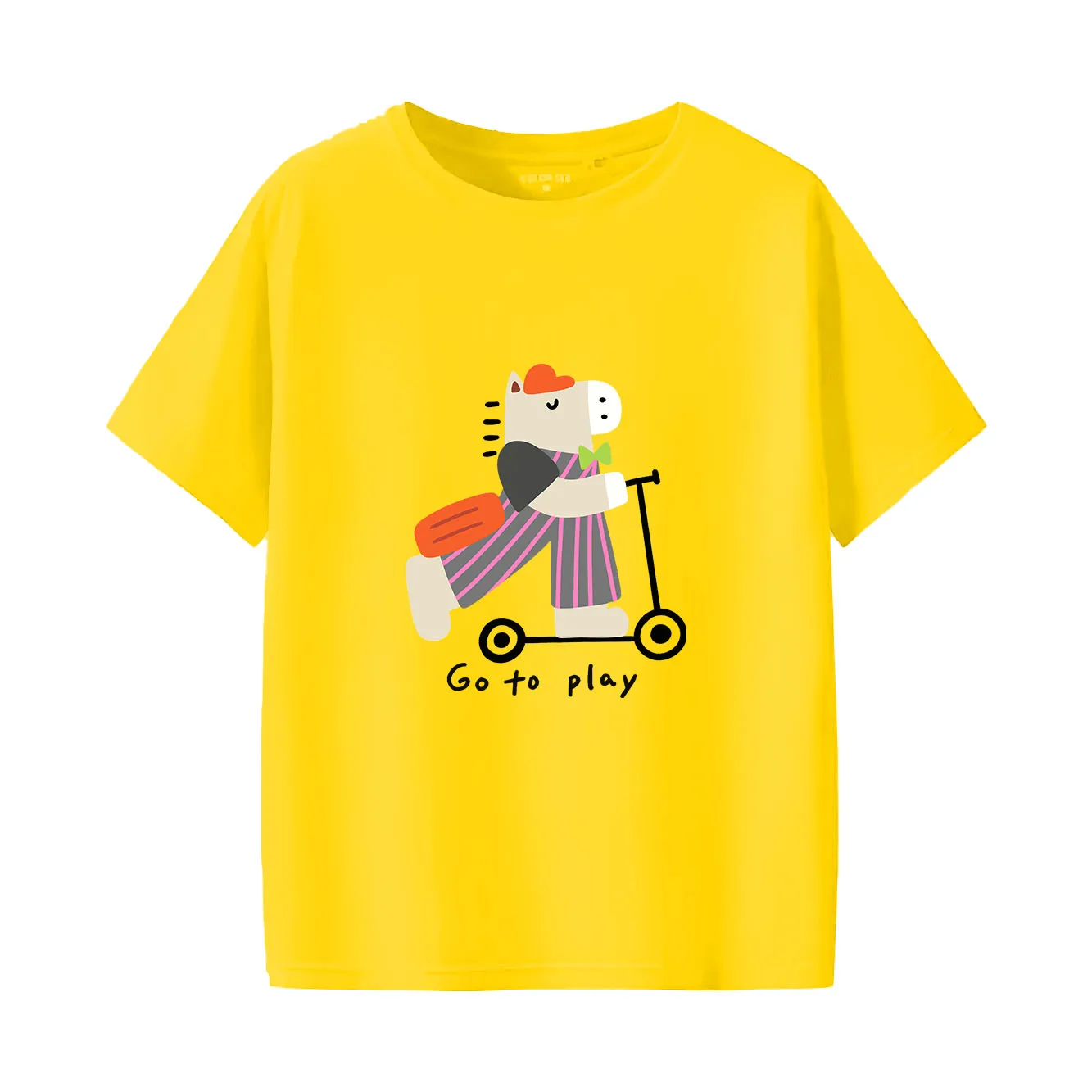تي شيرت نسائي مطبوع عليه رسوم كرتونية لطيفة للخروج للعب بسيط وبسيط يبدو رائعًا