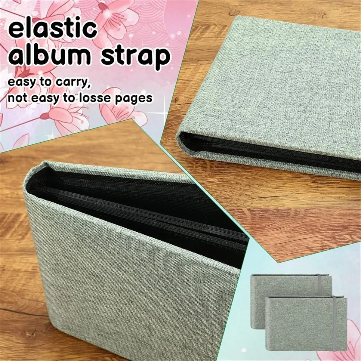 &A11I 2 Pack Small Photo Albums, 6x4 Slip in Photo Albums 200 Photos Mini Flip Photo Book Album Portable Cover Memory Gray