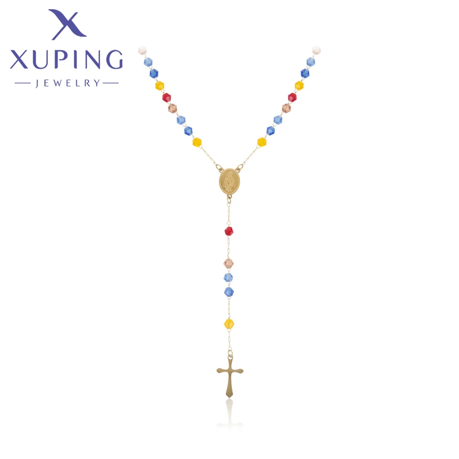 Xuping Jewelry New Arrival Trendy 50cm Stainless Steel Light Gold Color Necklace for Women Men Party Wish Gifts T001306072