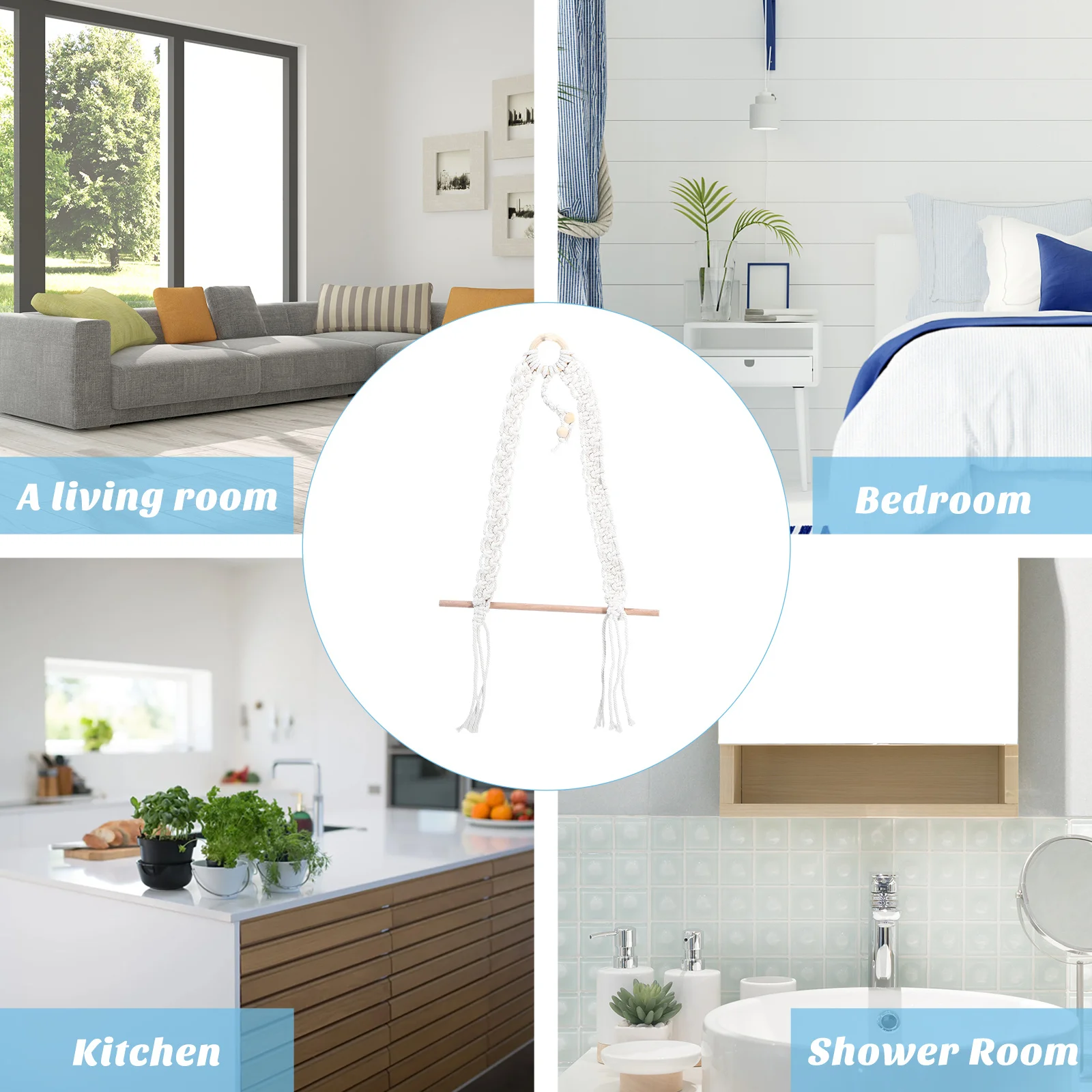 

1Pcs Bohemian Style Cotton Rope Wall Mounted Roll Paper Shelf Simple in Structure Outstanding Details Wall-Mounted Paper Rack