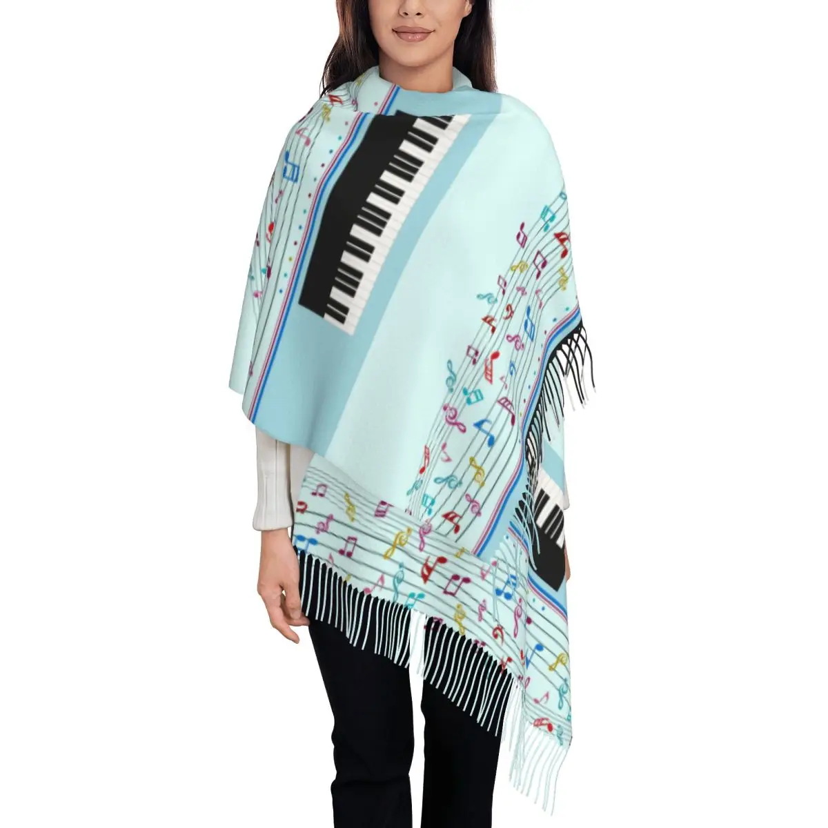 Music Note Piano Women's Soft Scarf Warm Soft Scarf Winter Halloween Shawl