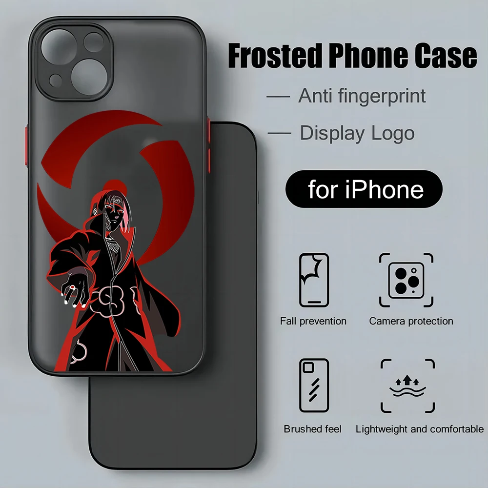 Animation narutos Uchiha Itachi Phone Case For iPhone 15 14 13 12 11 Mini Pro Max X XR 7 8 Plus Matte Transparent Back Cover