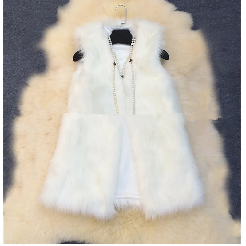 Gilet di pelliccia caldo donna di media lunghezza autunno inverno imitazione pelliccia di volpe gilet cappotto femminile scollo a v peloso senza maniche giacca da donna 2850