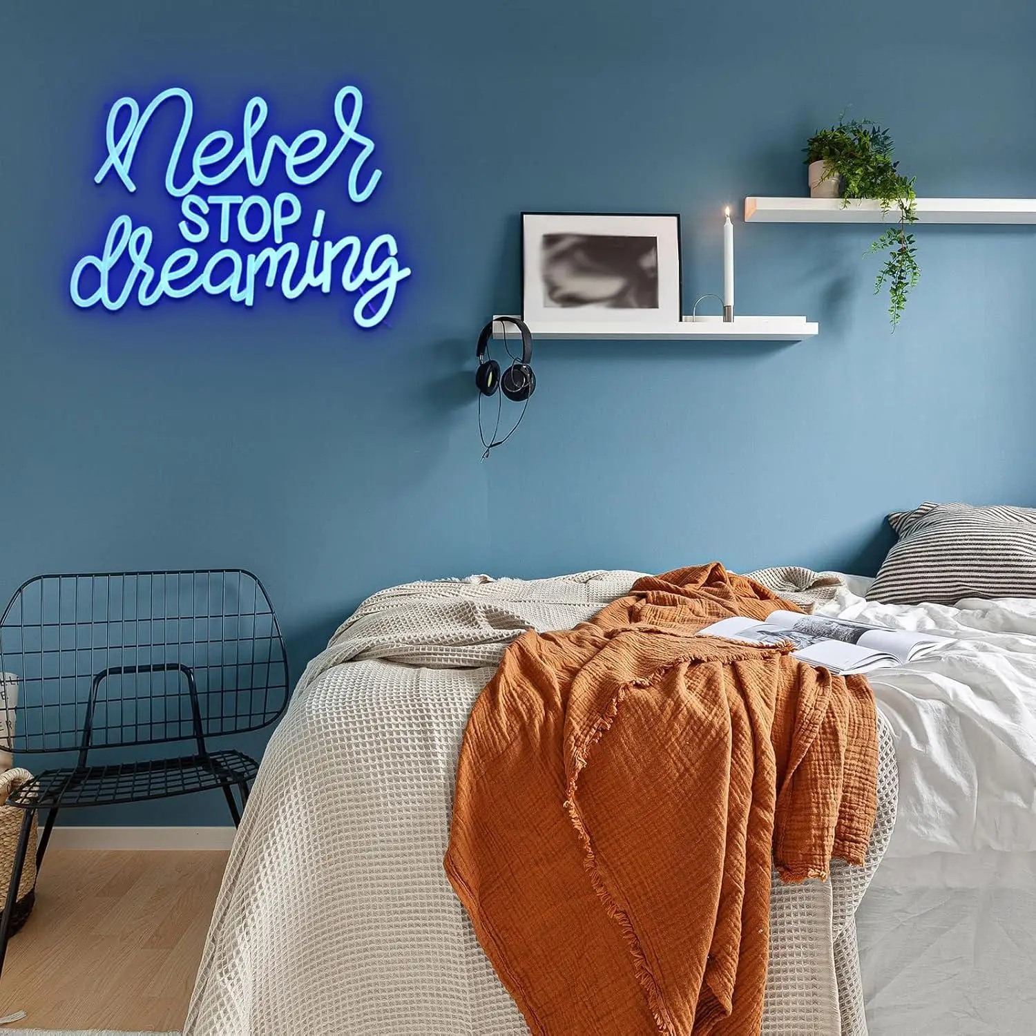 Never Stop Dreaming Neon Sign for Wall Decor Dimmable Led Sign for Bedroom Dream Neon Light for Home Office Living Room