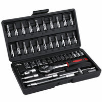 46Pcs 1/4 Inch Drive Socket Ratchet Wrench Set with Extension Bar Bit Socket Set Wrench Screwdriver Combination Repair Tool Kit