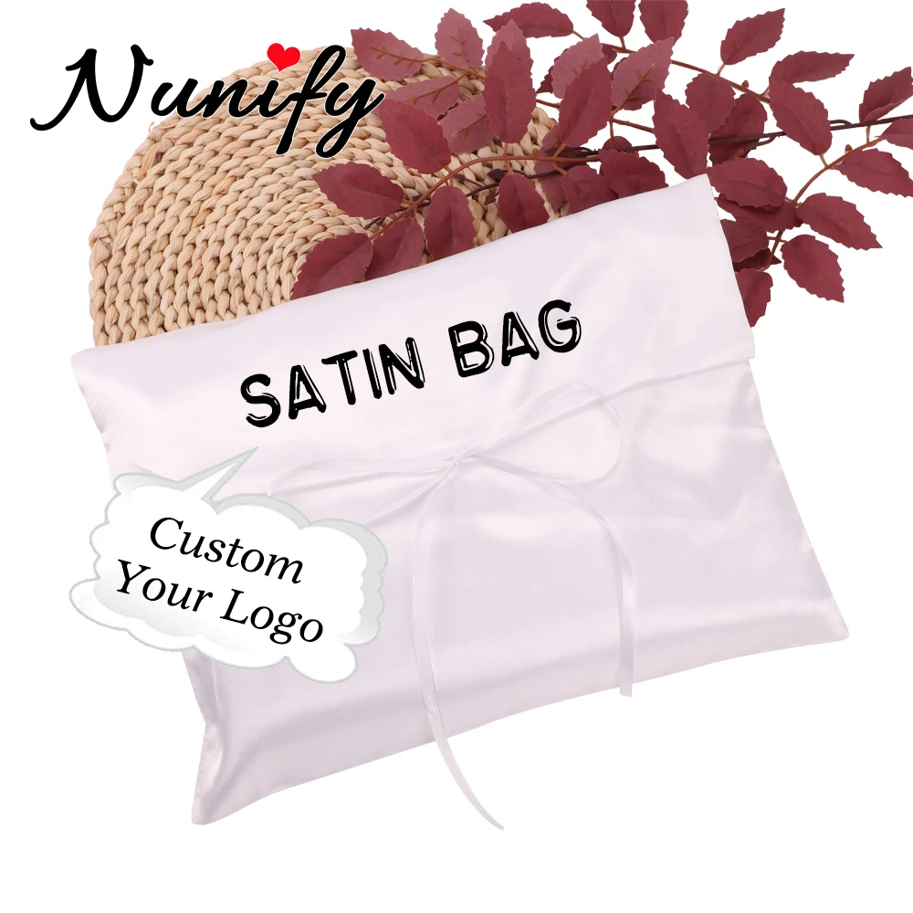 Custom Envelope Satin Gift Bag, Flip Top Satin Wig Bags for Storage, Silk Hair Packaging Pouches for Wigs & Multiple Hair Pieces