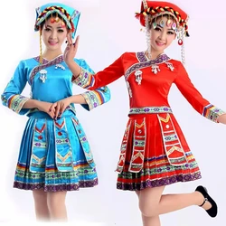 miao clothing hmong clothes for ladies With Hat Red miao hmong costume performance wear chinese long sleeve clothing