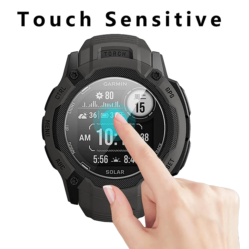 غريزة Garmin واقيات شاشة ساعة ، زجاج مقسى ، غشاء صلب ، سوار ، ساعة ، 2: 2: 4 إكسسوارات