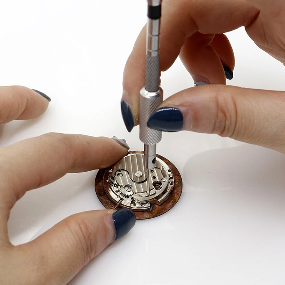 ABPQ-Set Obeng Profesional Alat Perbaikan Bagian Jam Tangan dengan Tempat Perhiasan Jam Tangan Tempat Bantalan Bantalan Pergerakan