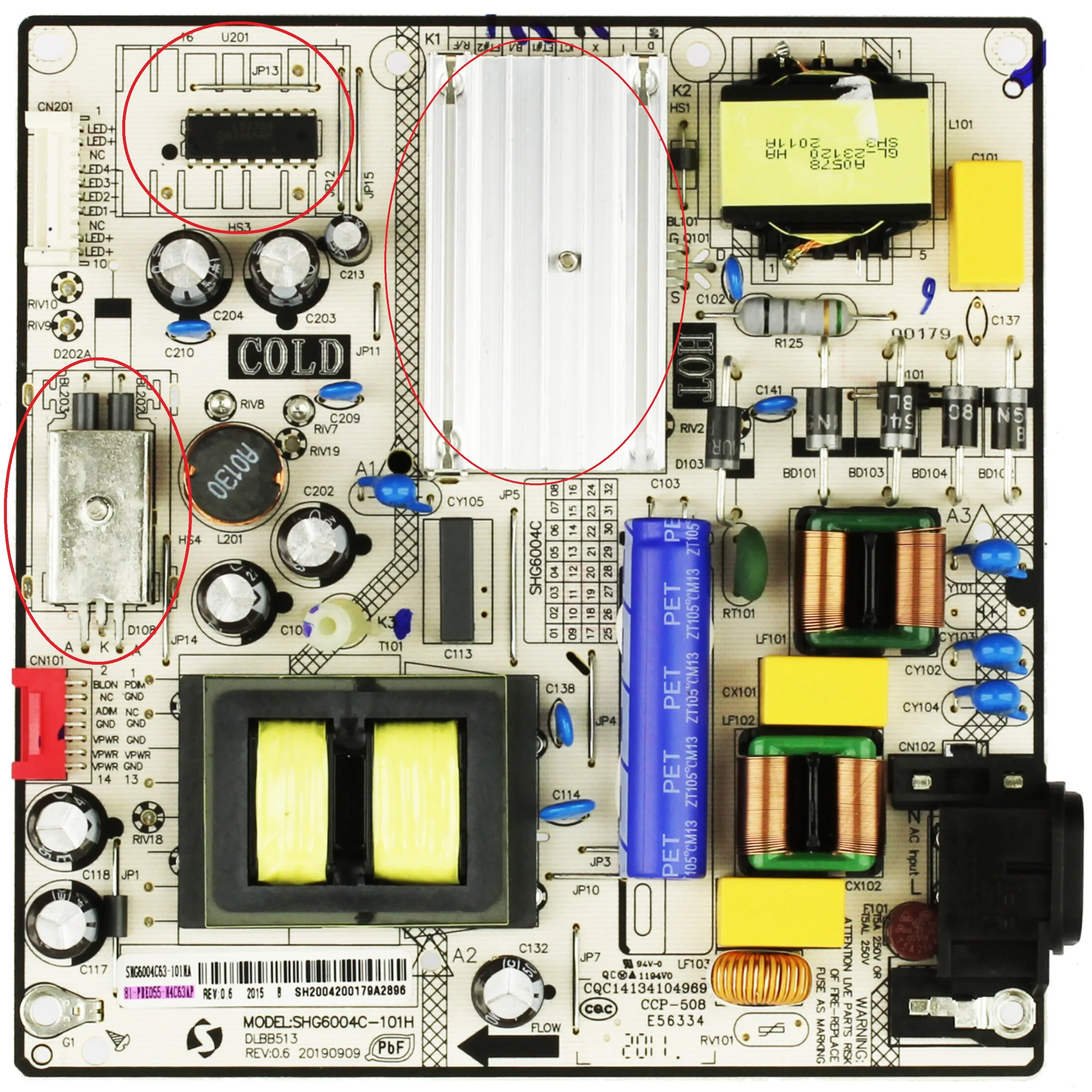 

Original TV Power Supply Board SHG6004C-101H CQC14134104969 CCP-508 E56334 for 81-PBE055-H4C63AP 81T-PBE055-H911 TV Board