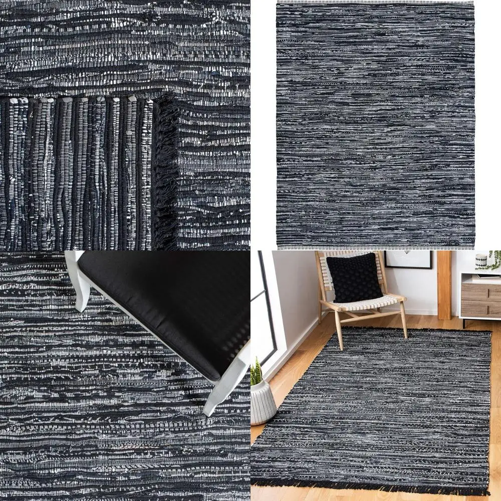 

Хлопковый ковер ручной работы в стиле бохо 5x8 футов, черный, идеально подходит для гостиной и спальни с большими дорожными зонами