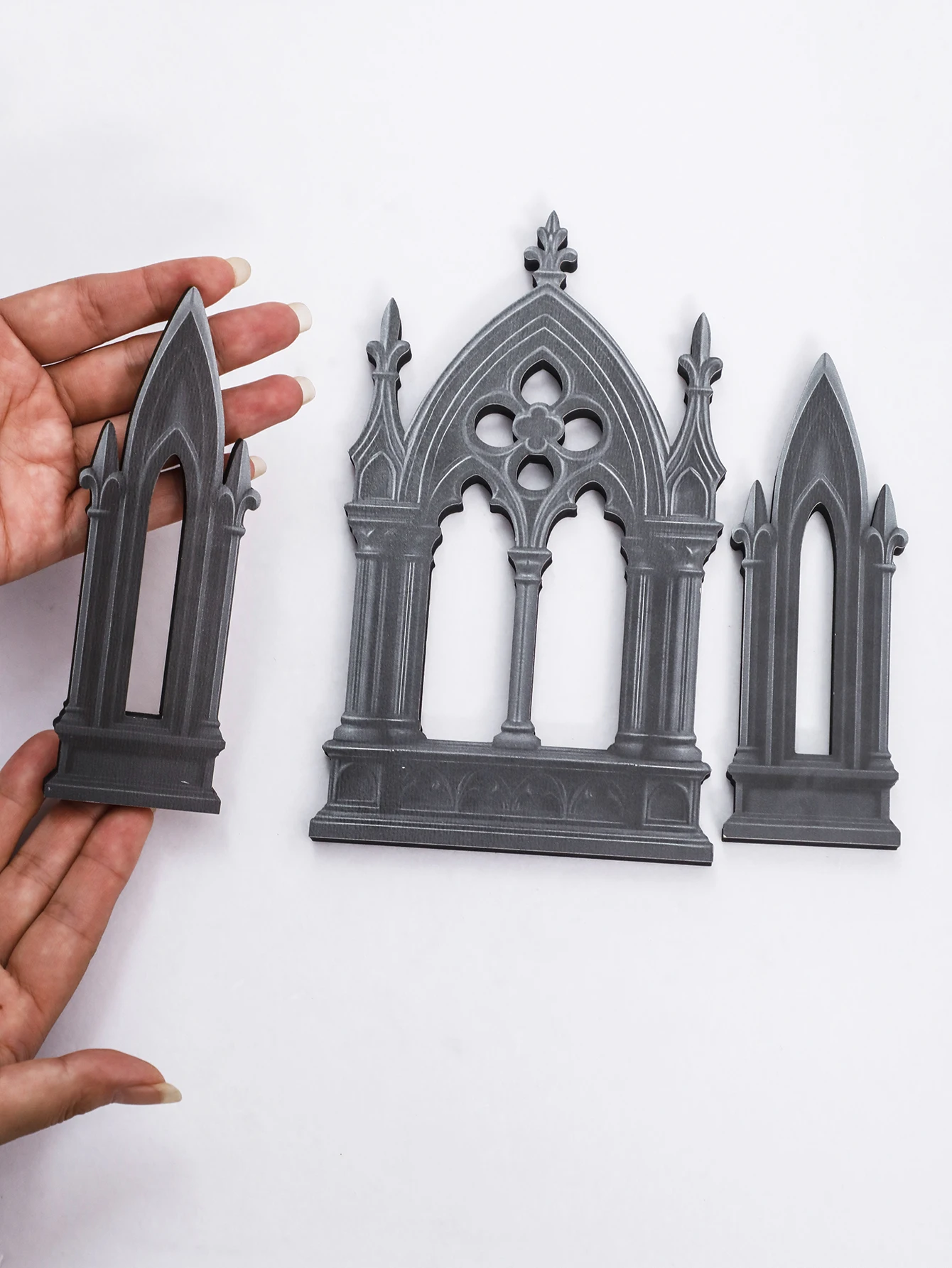 3 Stück Gothic-Stil, Schlossform, Tischdekoration, schwarzer Kathedralenbogen aus Holz, Buchstützen, Vintage-Regaldekoration für Zuhause und Büro, Geschenk – Detail 8