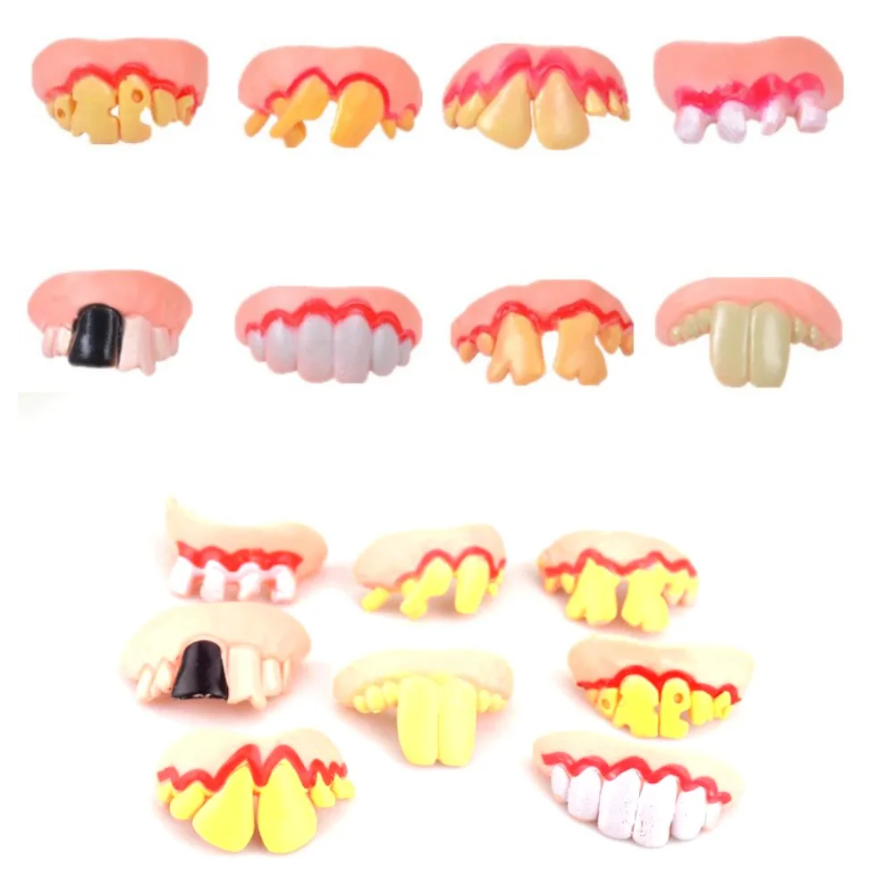 10PCS Divertente Dente Falso Scherzi di Gomma Giocattolo Protesi Bucktooth Horror Giocattoli Decorazione di Halloween Giocattolo Dente Halloween Costume Party